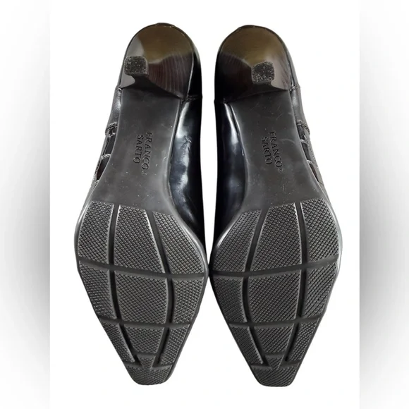 Franco Sarto Black and Brown Heels Croc Embossed Heel/Booties 💕 - Picture 9 of 10